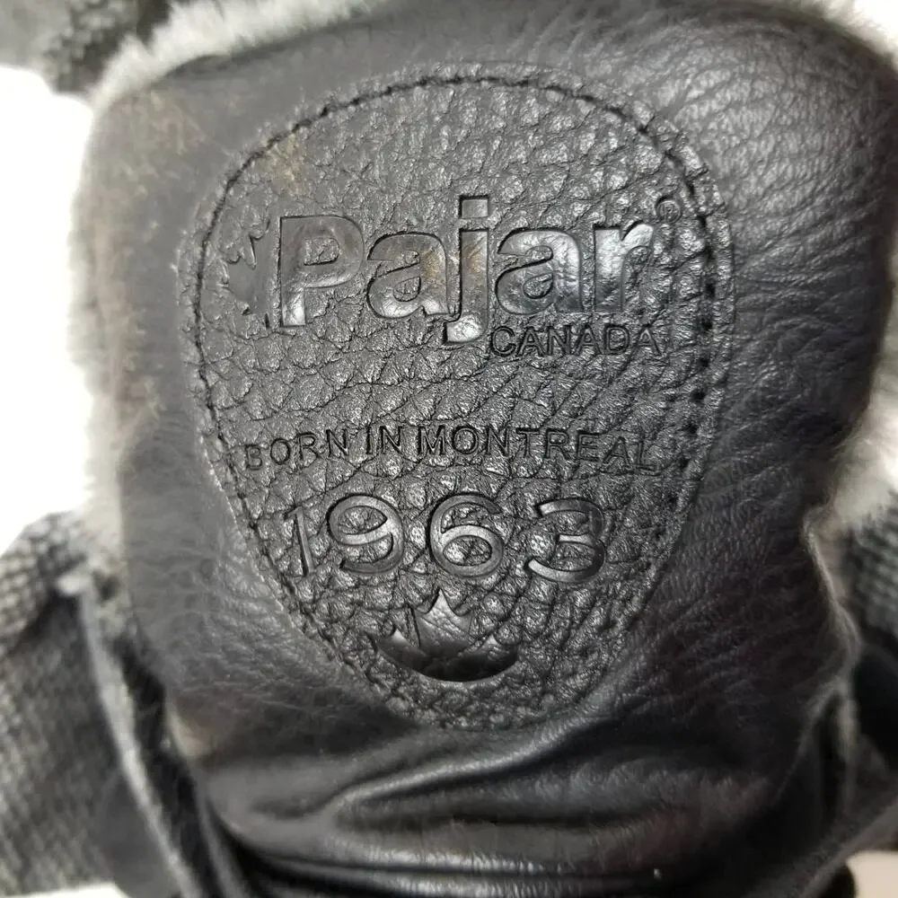 Pajar Canada Women's Alice Black Leather Winter Rain Snow Boots Size 8-8.5